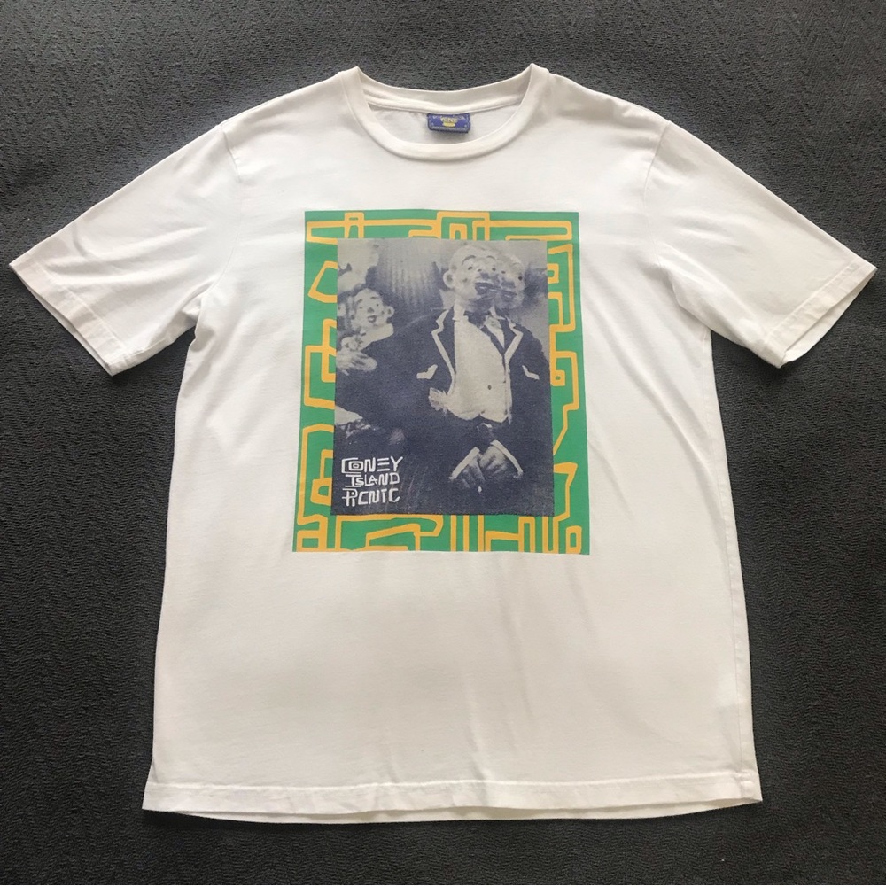 Coney Island Picnic Clown Tee 100% Organic Cotton Short Sleeve Screen Print S - Picture 2 of 6